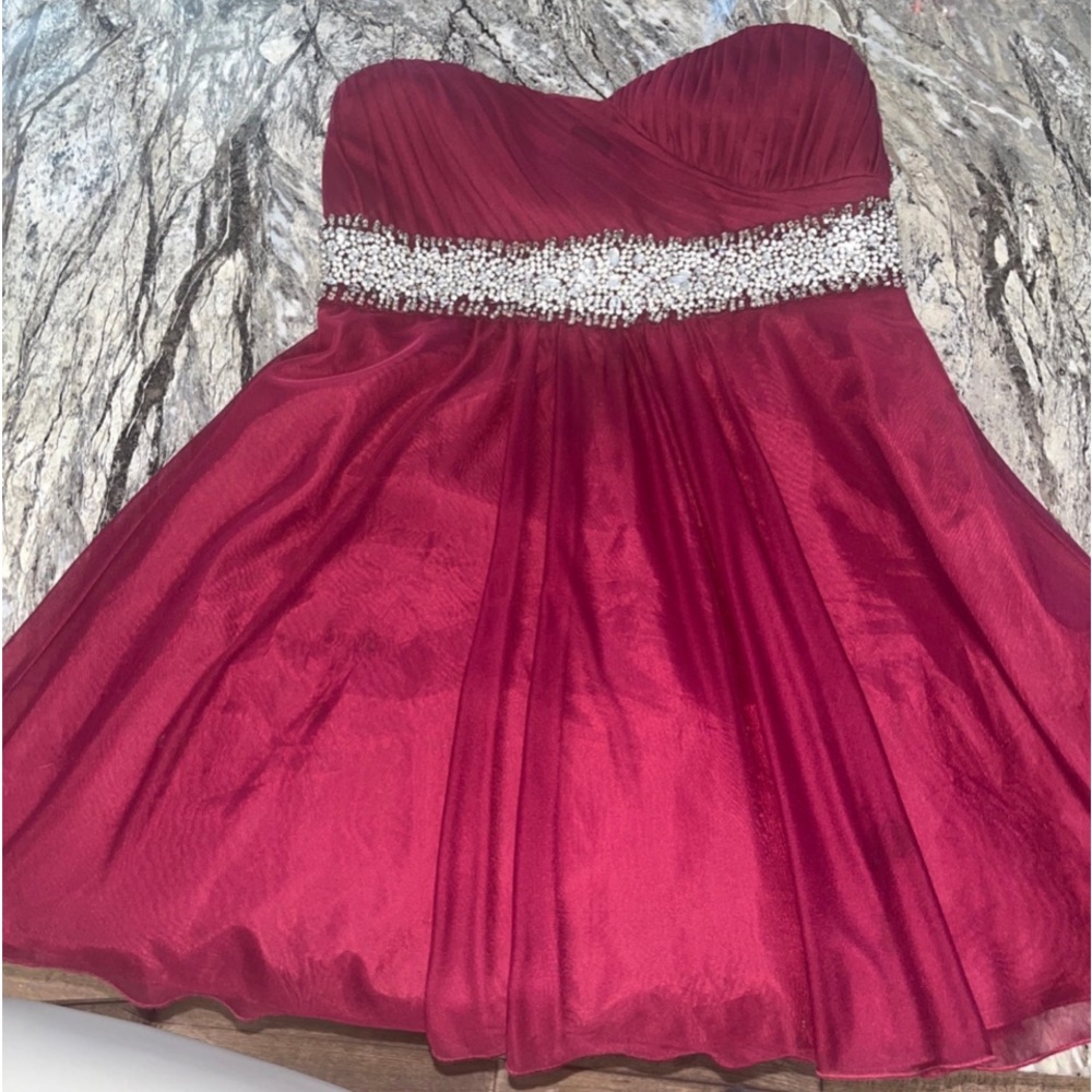 David’s Bridal Strapless rhinestone dress